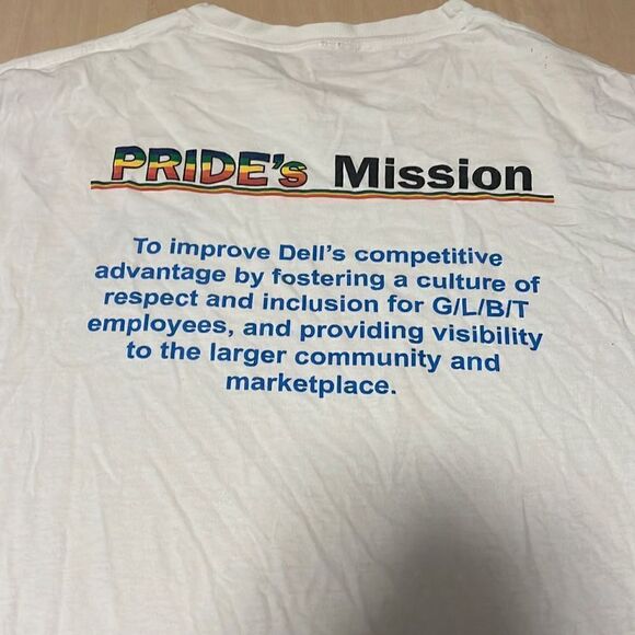 Vintage Y2K Dell Pride T-Shirt Graphic Tee Logo US Pride Colorful Mens - Picture 5 of 5